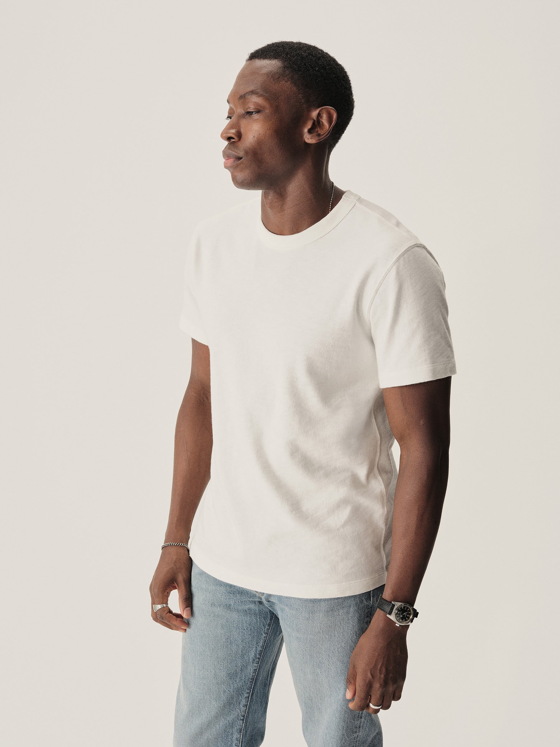 Buck Mason — White Field-Spec Cotton Heavy Tee — view 4