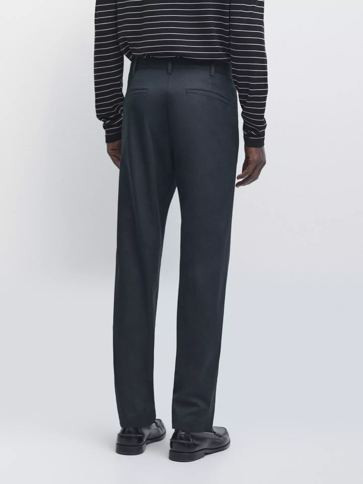 Massimo Dutti — Cotton Blend Slim Fit Pants — view 3