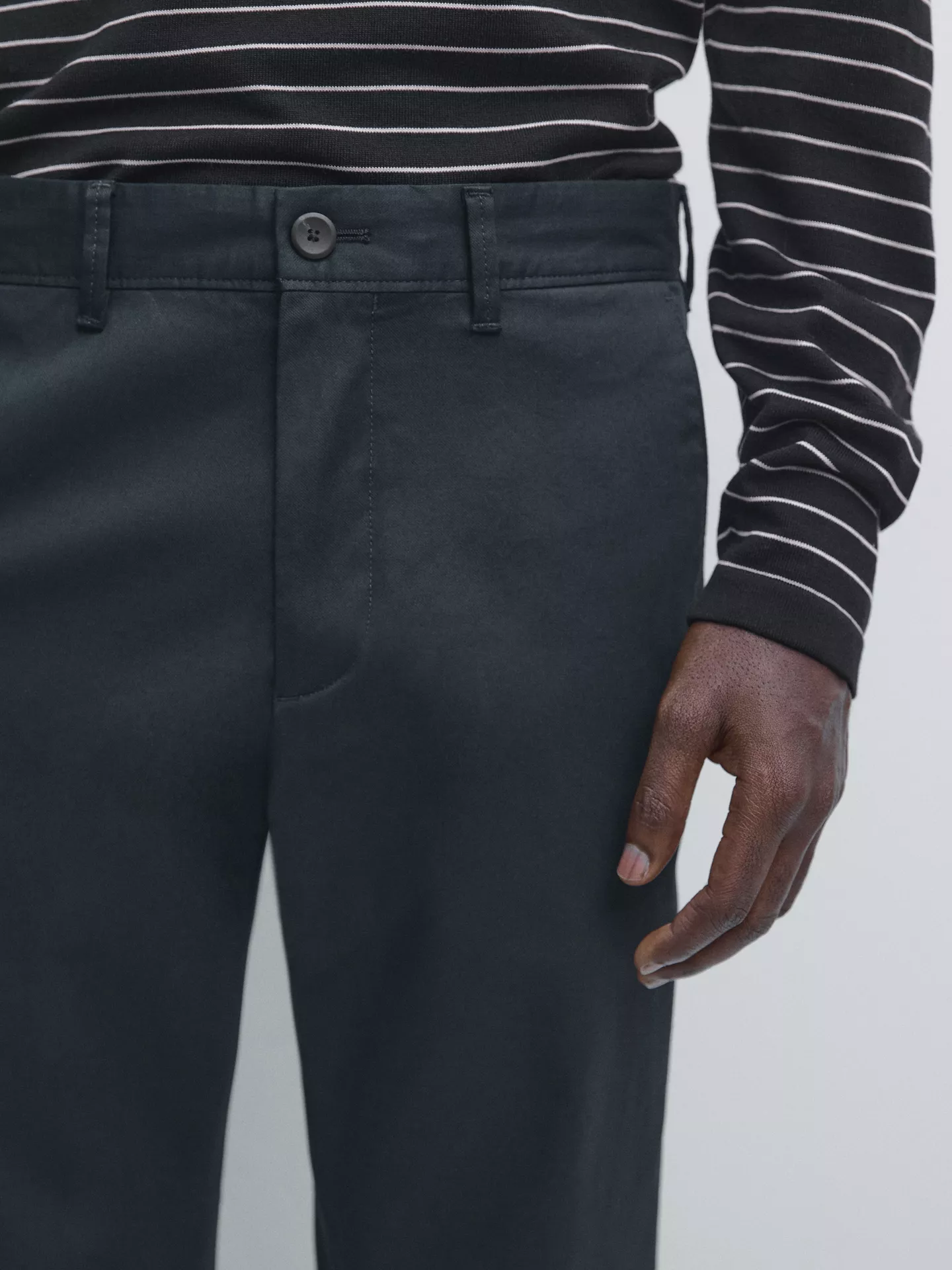 Massimo Dutti — Cotton Blend Slim Fit Pants — view 4