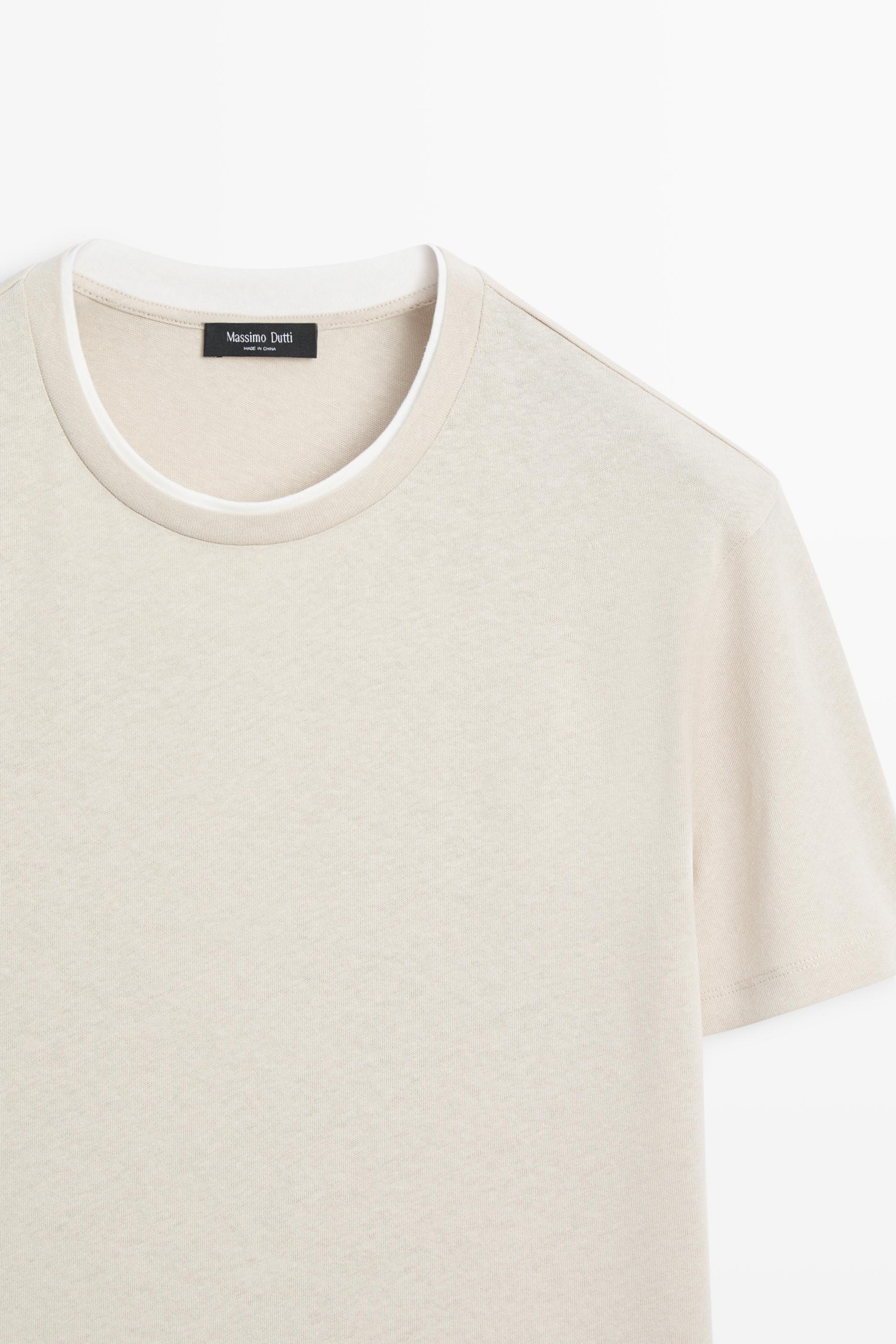 Massimo Dutti — Linen-Cotton Double-Collar T-Shirt — view 2