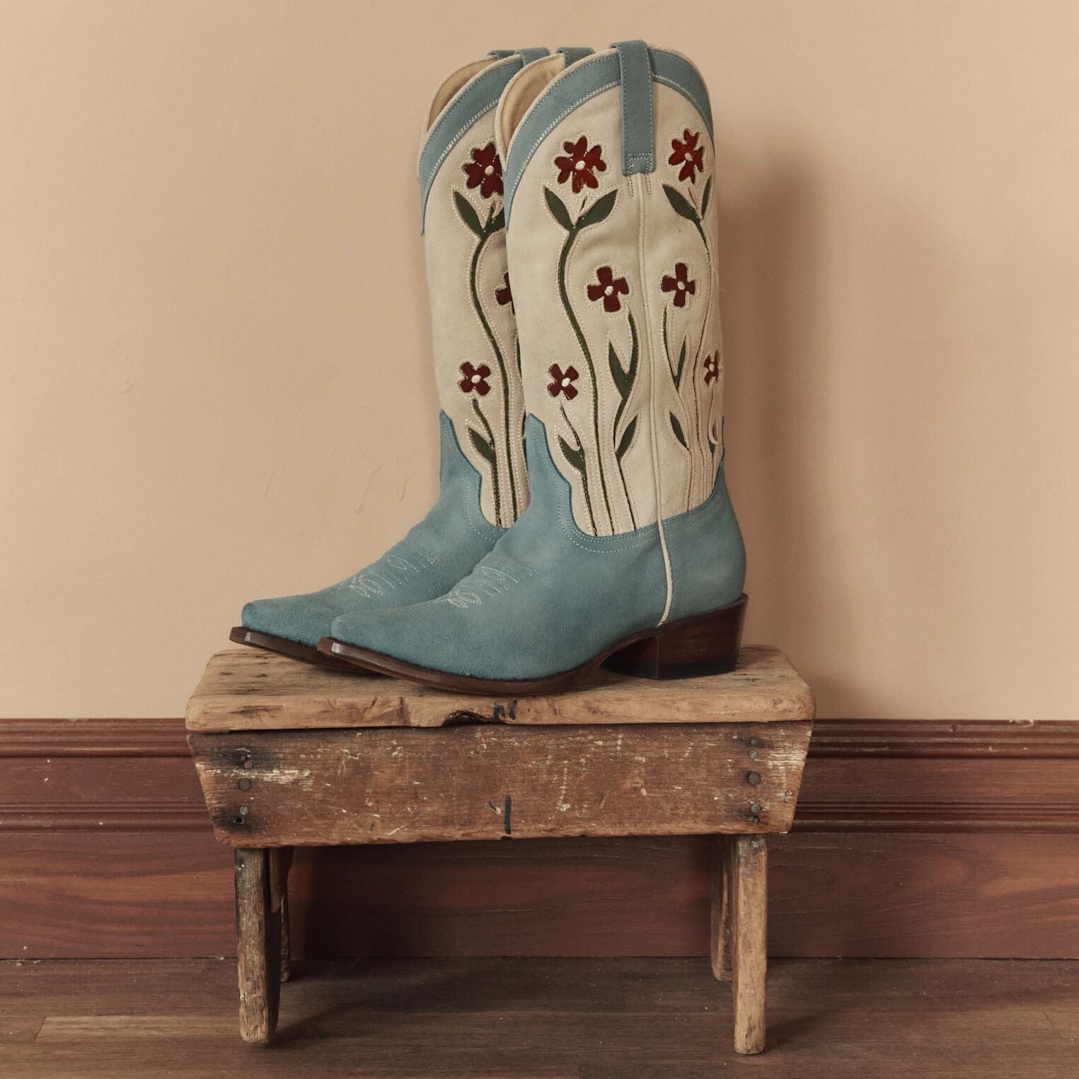 Stetson — Suede Floral Cowboy Boot — view 3
