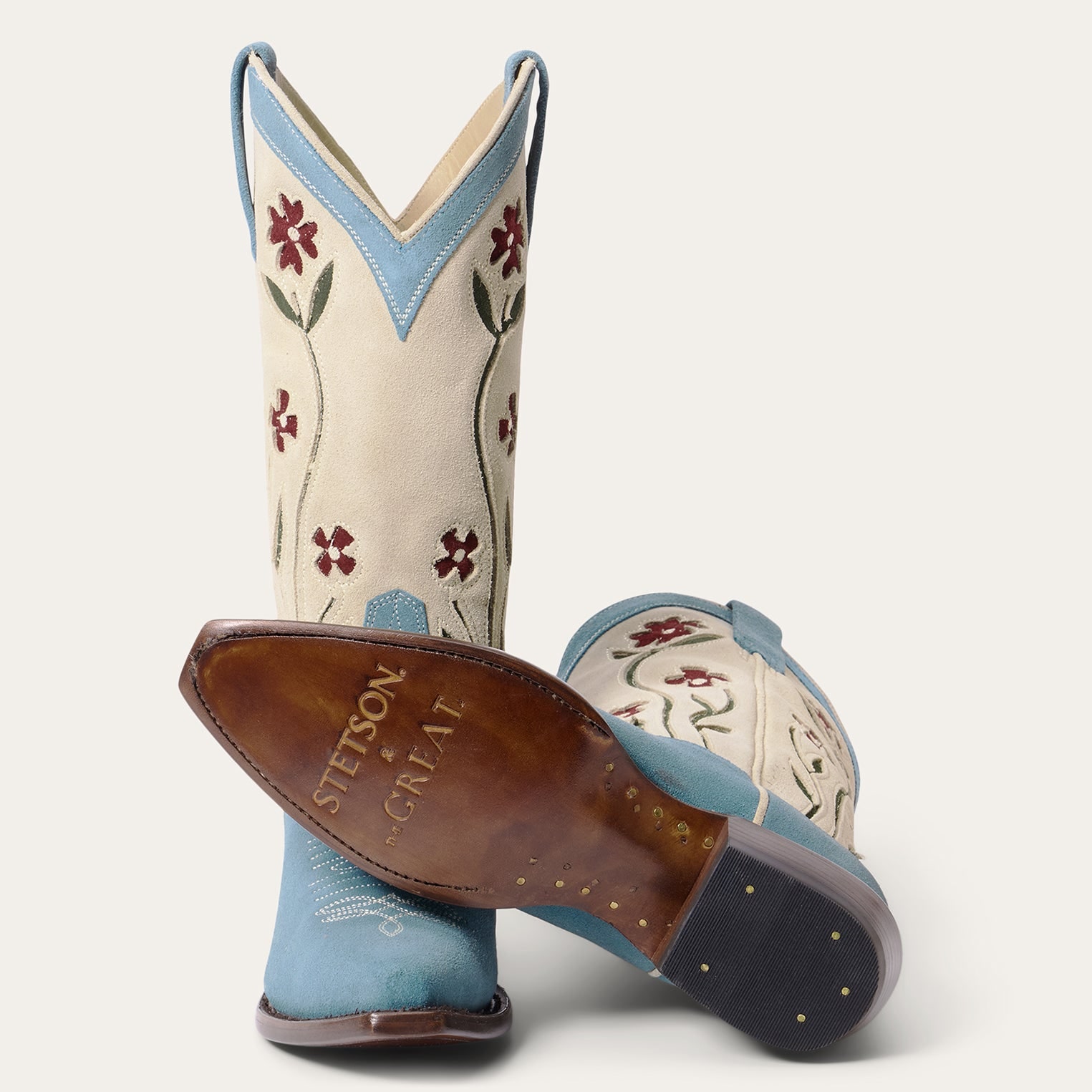 Stetson — Suede Floral Cowboy Boot — view 5